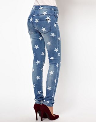 star print skinny jeans