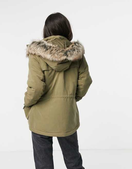 Short cheap green parka