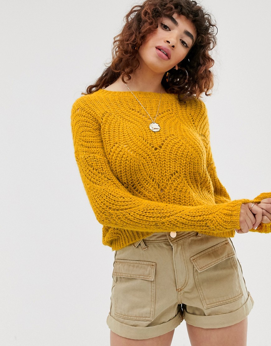 Only stitch detail knitted jumper-Yellow