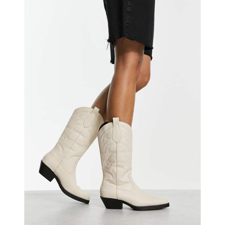 Only Stivali western con tacco bianchi ASOS