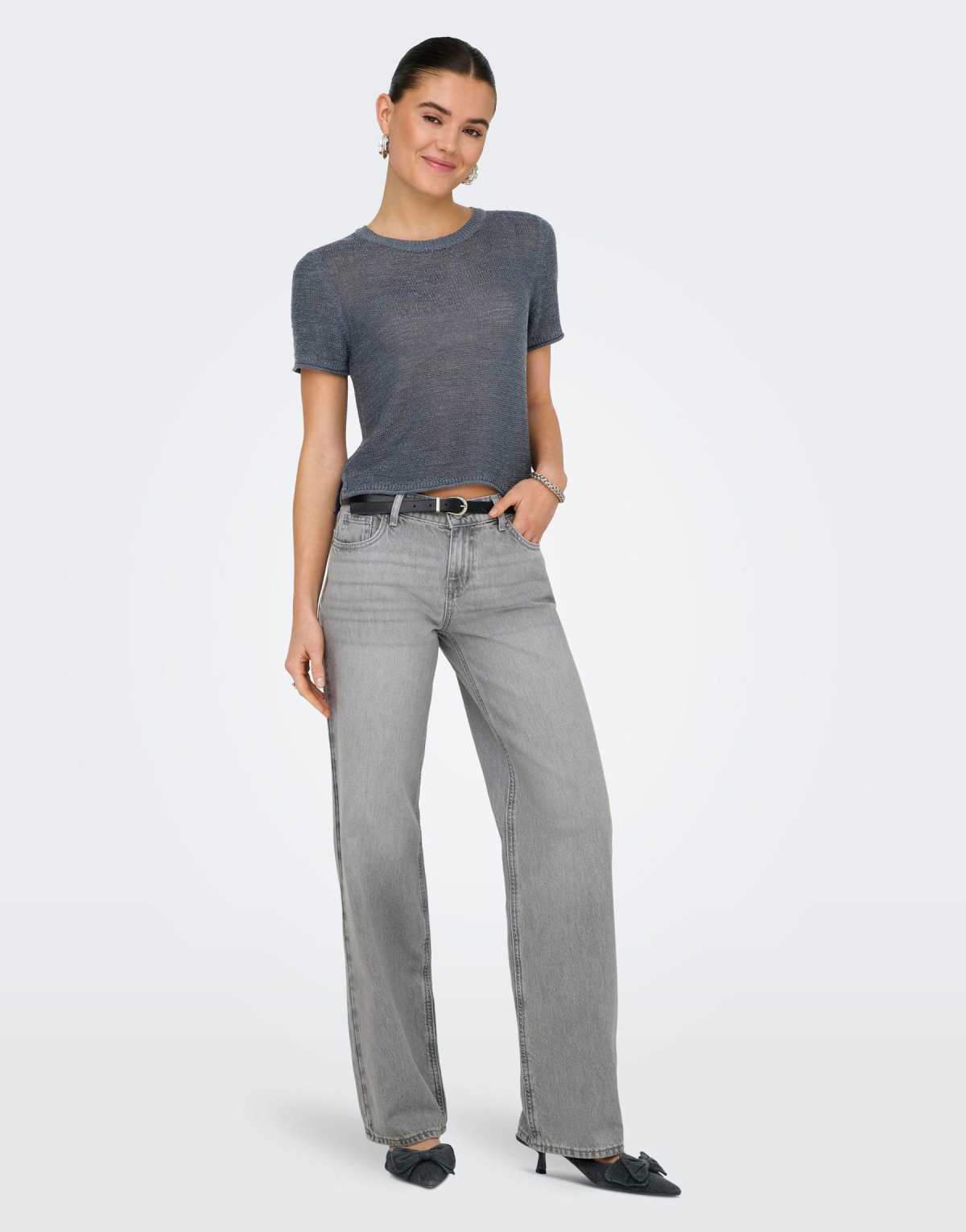 ONLY Straight fit jeans in light grey denim