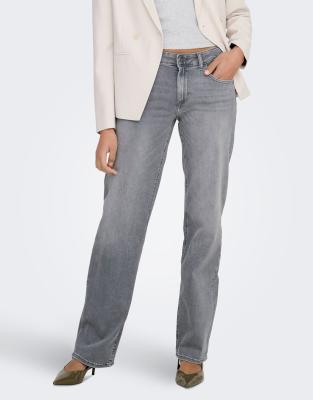 ONLY ONLY Straight fit jeans in medium grey denim