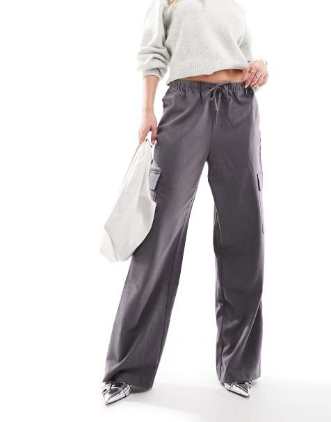 Tall Wide Leg Cargo Trousers in Beige