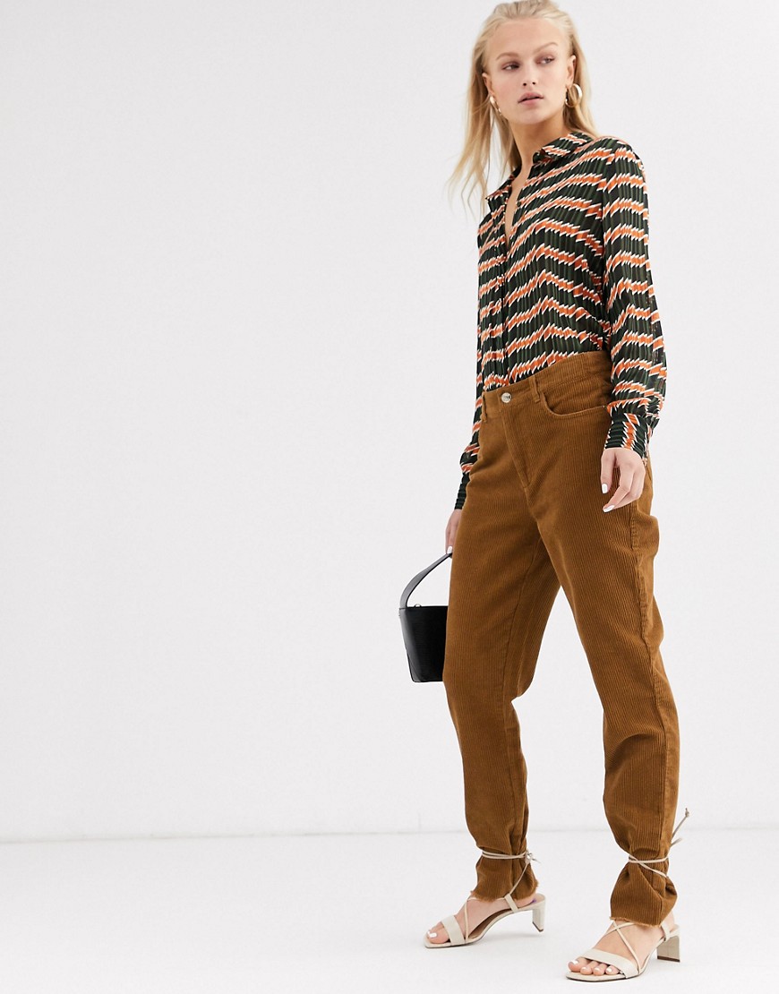 Only straight leg cord trousers-Brown