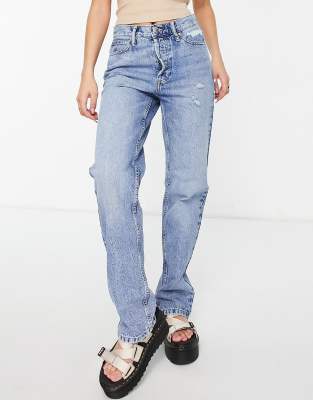 straight leg distressed jeans