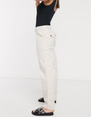 cream straight jeans