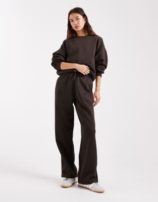 Only Straight Leg Jersey Joggers Co-ord In Brown
