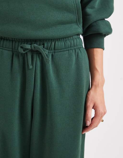 ONLY straight leg jersey joggers co-ord in dark  green, 3 of 5
