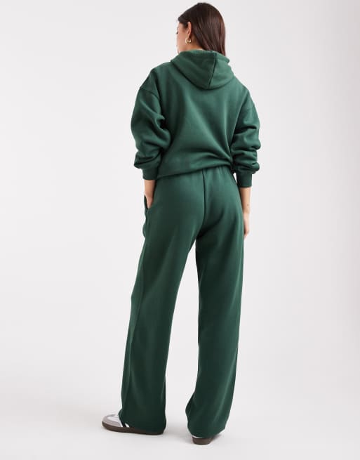 ONLY straight leg jersey joggers co-ord in dark  green, 4 of 5