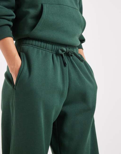 ONLY straight leg jersey joggers co-ord in dark  green, 5 of 5
