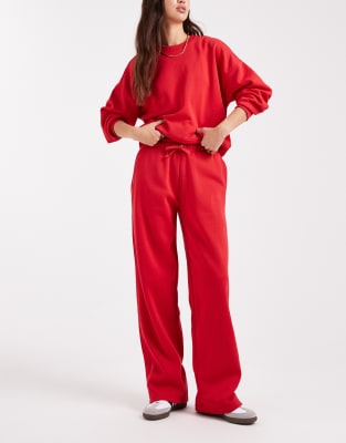 Only Straight Leg Jersey Sweatpants In Red