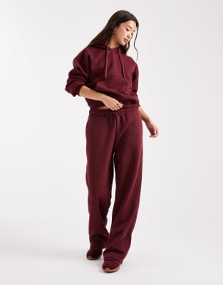 Only Straight Leg Jersey Sweatpants In Burgundy