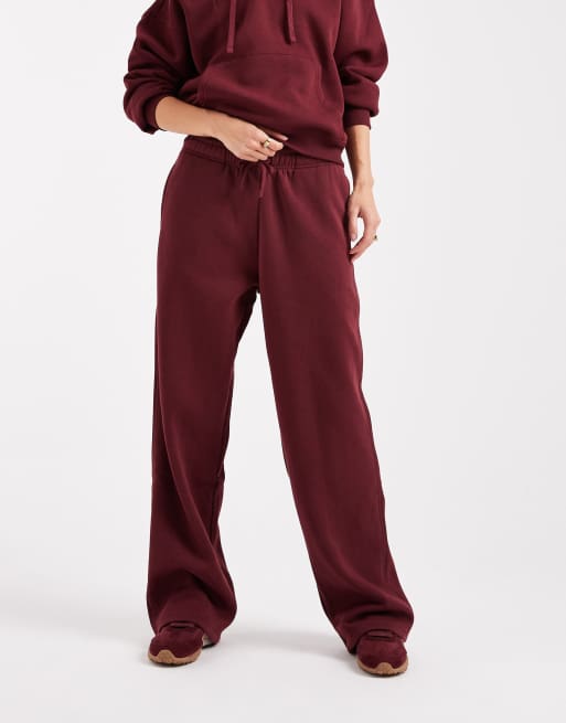 ONLY straight leg jersey sweatpants in burgundy - part of a set