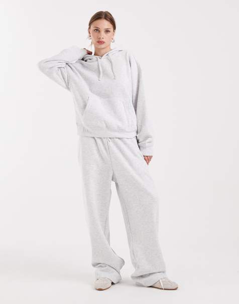 ONLY straight leg jersey sweatpants in light gray - part of a set - view 1