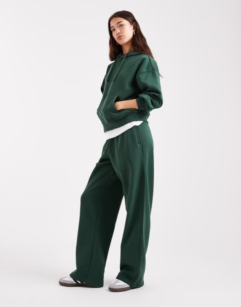 ONLY straight leg jersey trackies in dark green (part of a set) - view 1