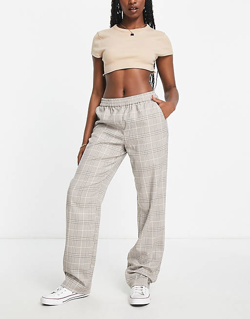 Only straight leg pants in grey check