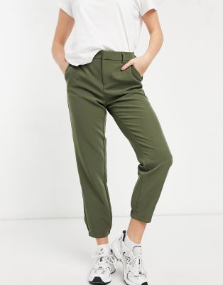 Only Straight Leg Pants In Khaki-green