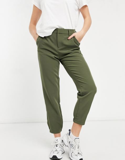 Topshop Tall low rise linen cargo straight leg pants in khaki