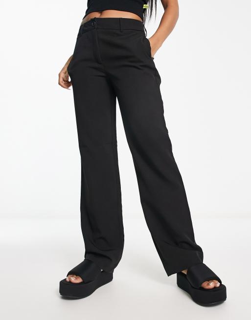 Wide-leg Twill Pants - Black - Ladies