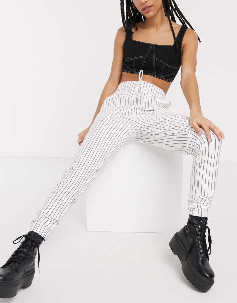 Only straight leg trouser in stripe print - view 1