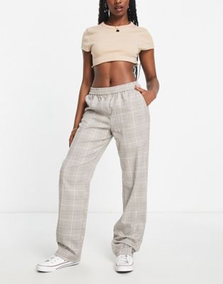 Only straight leg trousers in grey check