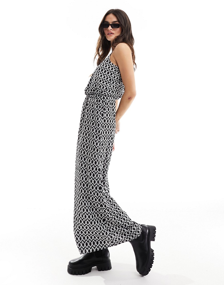 ONLY strappy maxi dress with graphic print in black