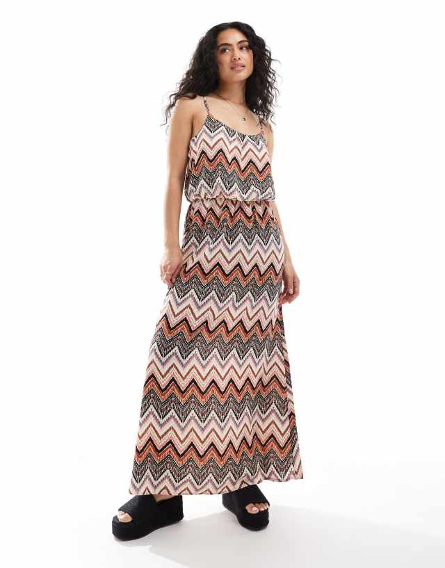 ONLY - strappy maxi printed dress in orange