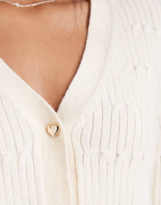 Only – Strickjacke in Creme mit V-Ausschnitt, 3 von 4