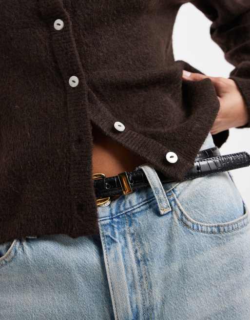 ONLY – Strickjacke in Dunkelbraun mit O-Ausschnitt, 4 von 4