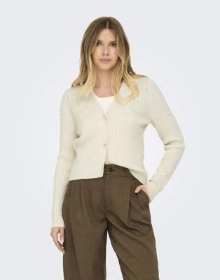 ONLY - Strickjacke in Grauweiß
