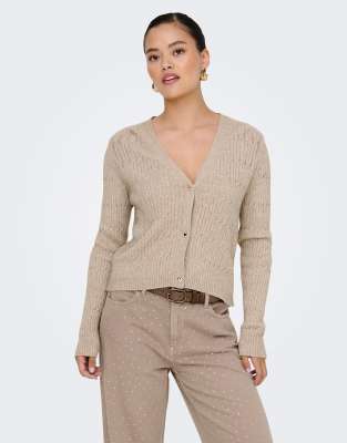 ONLY - Strickjacke in Mokka-Baiser-Grün