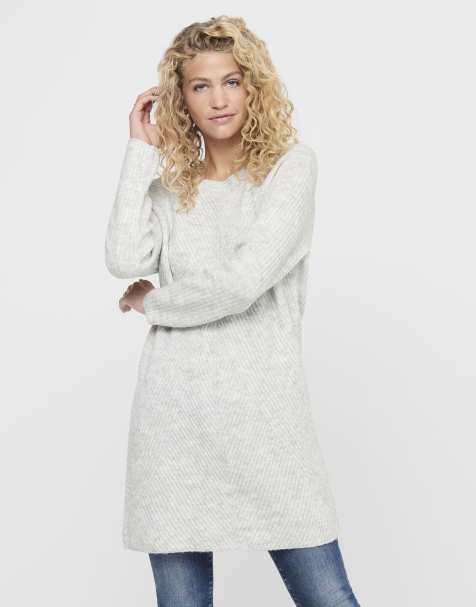 ONLY – Strickkleid in Hellgrau meliert - view 1