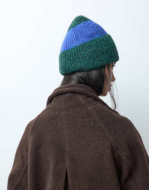 ONLY Strickmütze mit blauen und grünen Streifen, 5 von 5