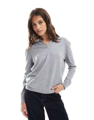 ONLY - Strickpolohemd in Grau