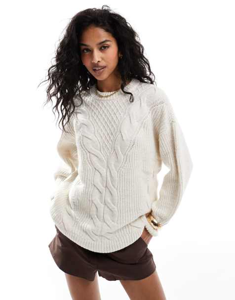 ONLY – Strickpullover in Cremeweiß mit Zopfmuster - view 1