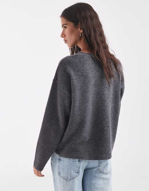 ONLY Strickpullover mit Rundhalsausschnitt in Dunkelgrau, 3 von 4