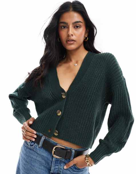 ONLY - Strikket cardigan i mørkegrøn - view 1
