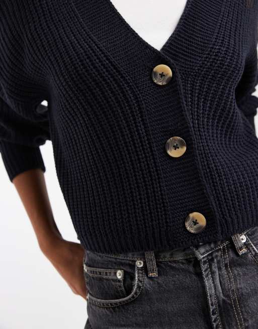ONLY - Strikket koral-marineblå cardigan, 3 af 4