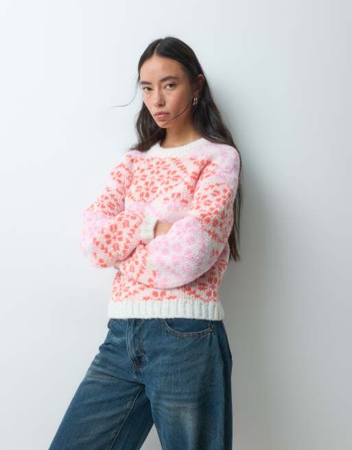 ONLY striktrøje med fairisle-mønster i creme, 3 af 5