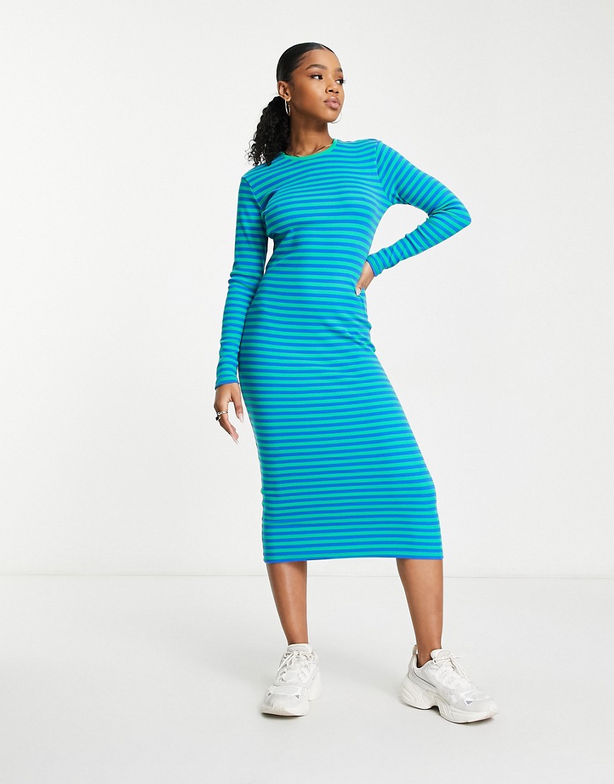 Only stripe midi dress in turquoise-Blue