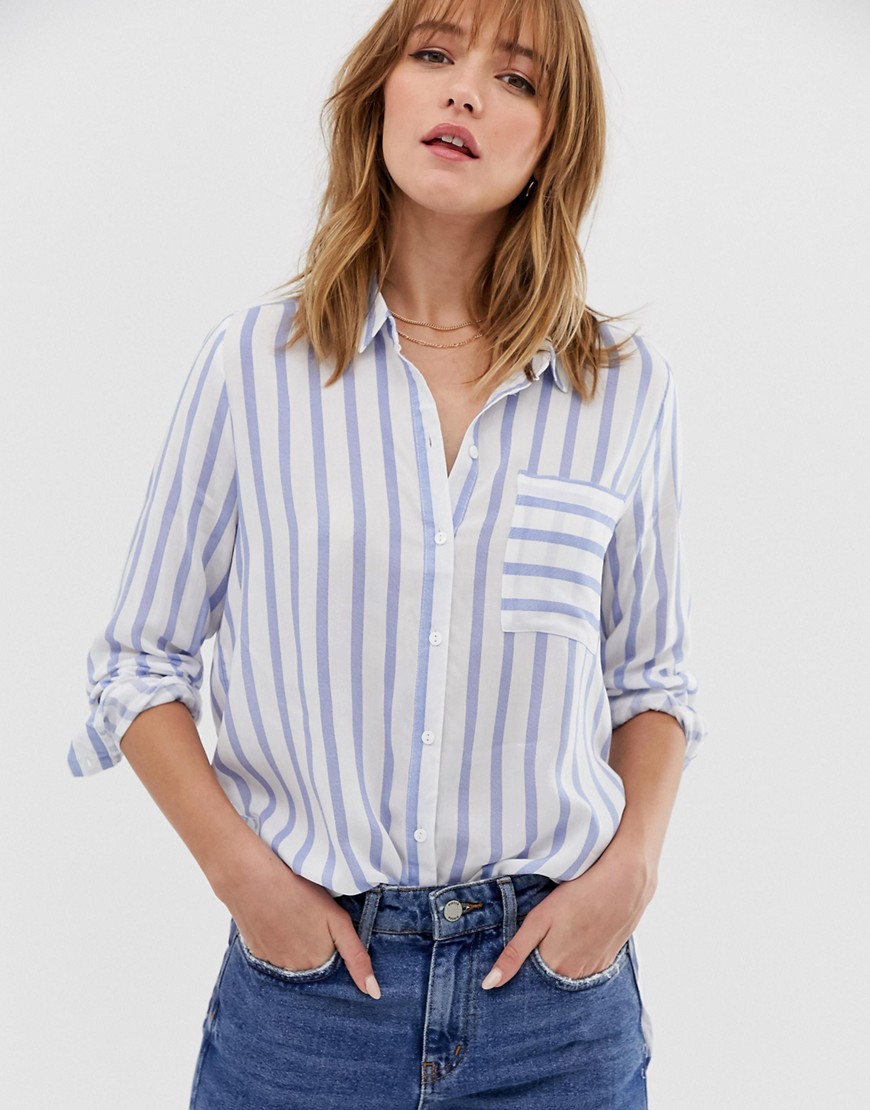 Only stripe shirt with pocket-Multi