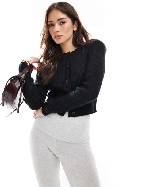 ONLY structured ribbed cardigan in black - view 1