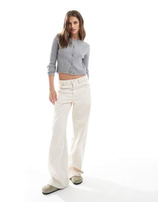 Only Structured Ribbed Knit Cardigan In Gray