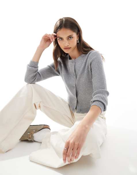 ONLY structured ribbed knitted cardigan in grey - view 1