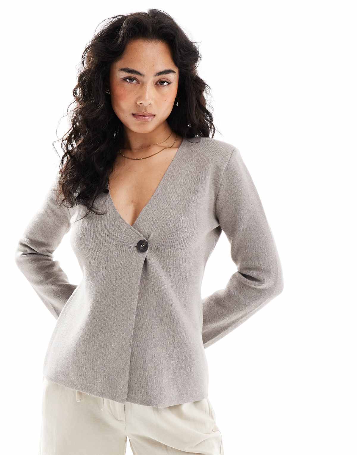 ONLY structured v-neck cardigan in stone