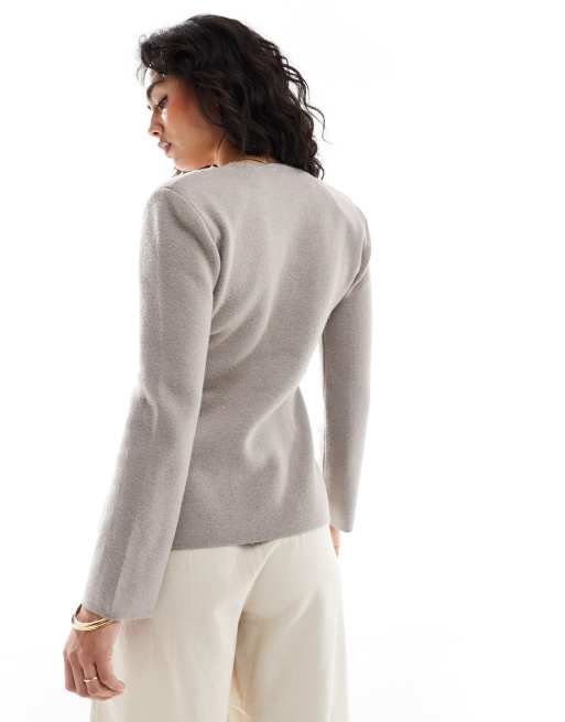 ONLY structured v-neck cardigan in stone, 4 of 4