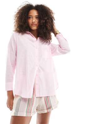 ONLY - Strukturierte Hemdbluse in Rosa mit lockerem Schnitt