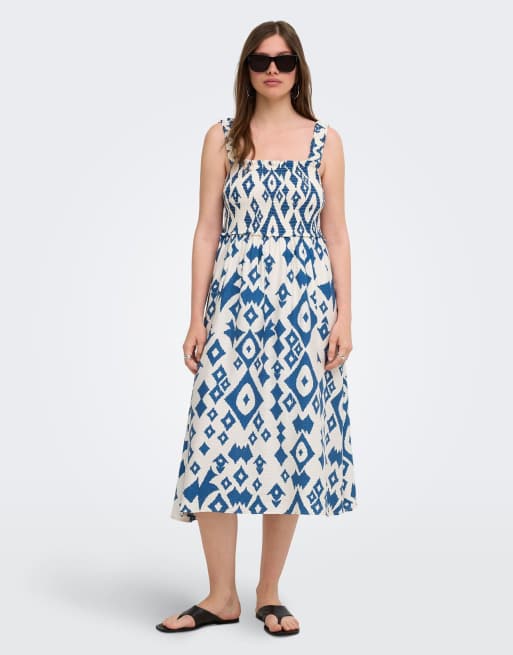 ONLY sukienka maxi bez rękawów typu smock w bieli, 3 z 7