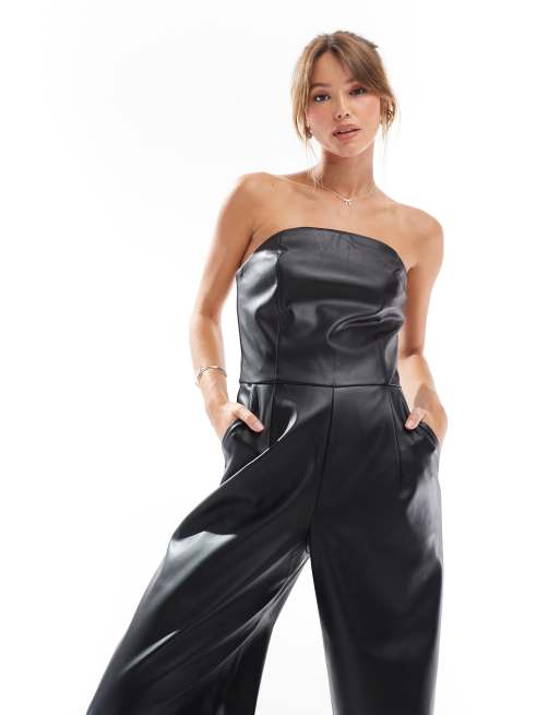 ONLY – Svart jumpsuit i läderimitation, 2 av 4
