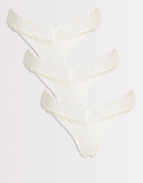 ONLY – Svarta stringtrosor i seamless design med spetskant, 3-pack - view 1